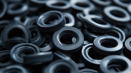 Abstract Pattern of Black Rubber Rings