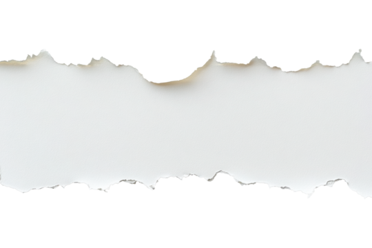 White ripped paper torn edges strips isolated on black background
