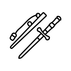 Sea Dirk Cutlass Outline Icon, Vector illustration