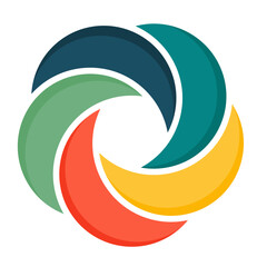 Circles color icon. Flat illustration of circle slices with 5 levels infographic design