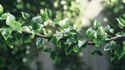 Branch of Green Foliage in a Lush Forest