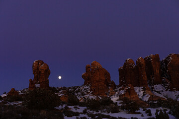 Arches National Park twilight moon