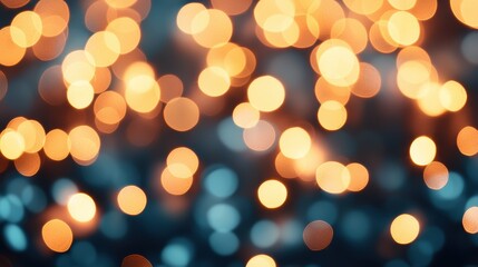 Abstract orange and blue bokeh light background with soft, out-of-focus circles of light. Ideal for festive, holiday, or atmospheric designs.