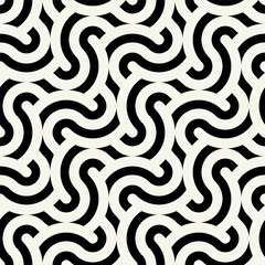 Vector seamless pattern. Geometric bold striped ornament. Stylish monochrome background. Bold repeating texture with winding ribbons.