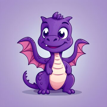 CUTE CARTOON ILLUSTRATION OF A LITTLE PURPLE DRAGON 2