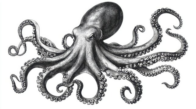 recommend clip art: Detailed Ink Illustration of an Octopus