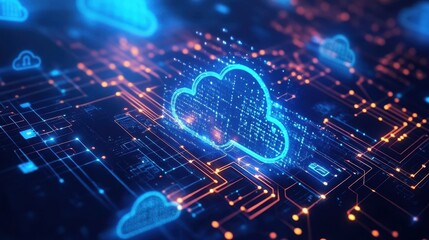 Obraz premium Digital Cloud Computing Network