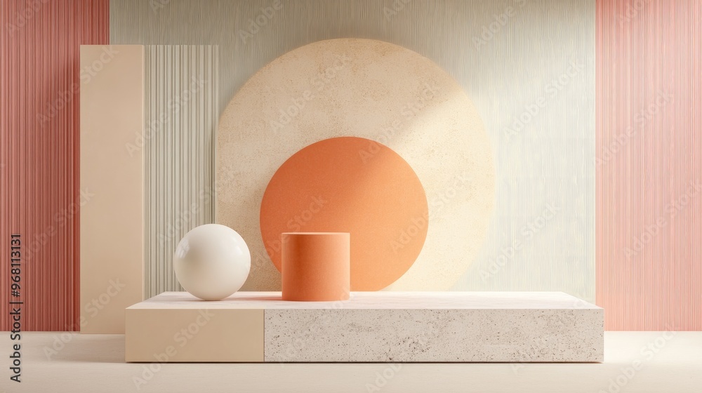 Poster Abstract mockup scene featuring geometric shape podium background for products 3D rendering