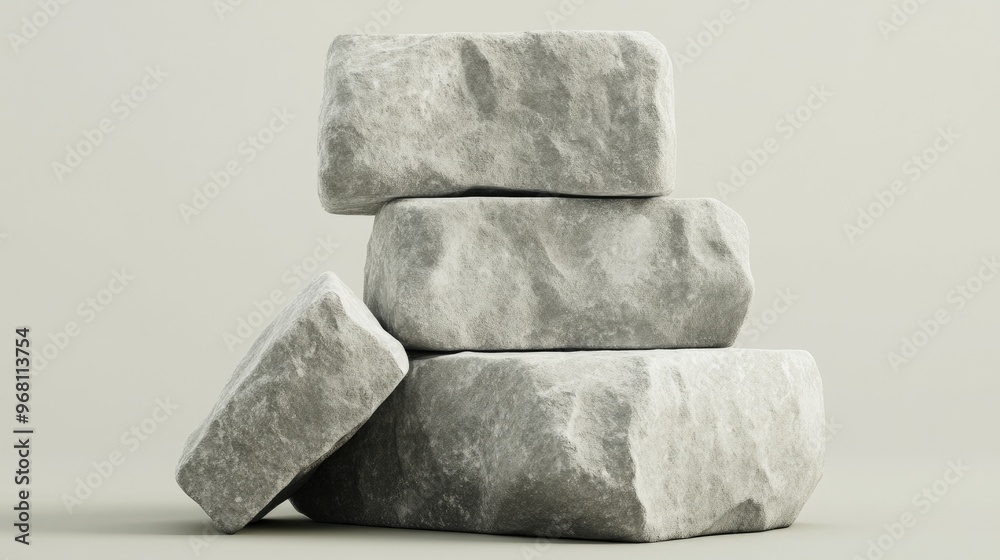Poster Stone block background for product display Isolated with included clipping path 3D illustration