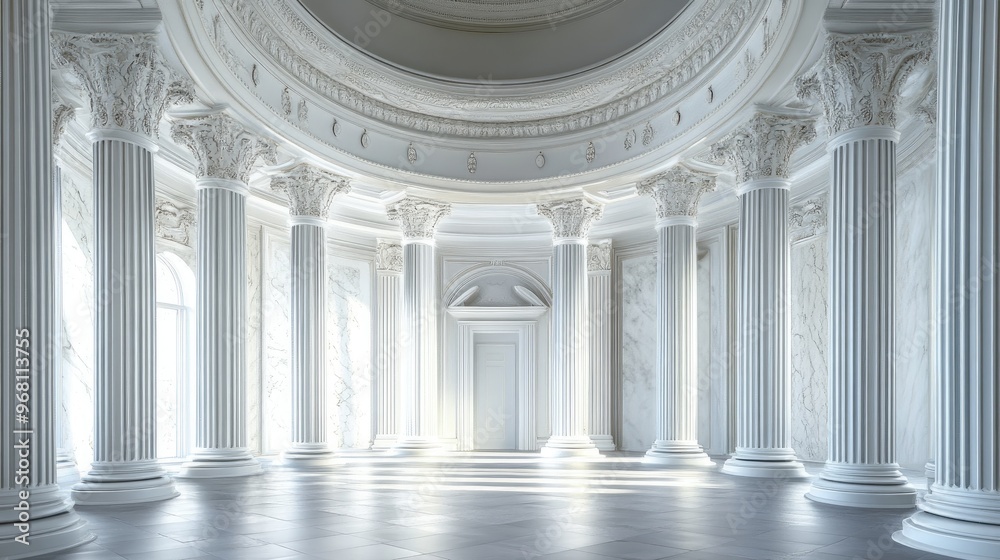 Poster Classic semicircular interior design featuring columns in 3D rendering