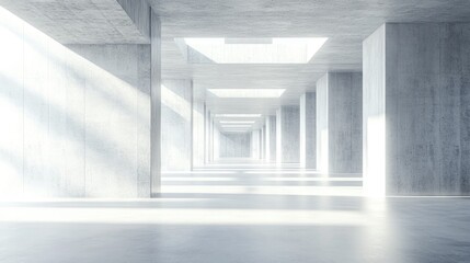 Obraz premium Abstract design of modern architecture featuring an empty interior with open space 3D rendering