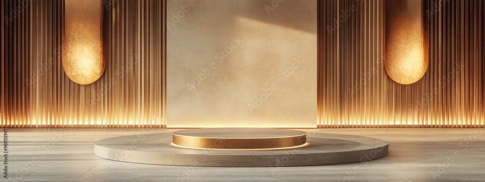 Poster elegant background featuring a pedestal and showcase 3d illustration and rendering