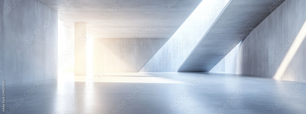 Aufkleber Abstract modern architectural backdrop featuring an empty open interior space in 3D rendering