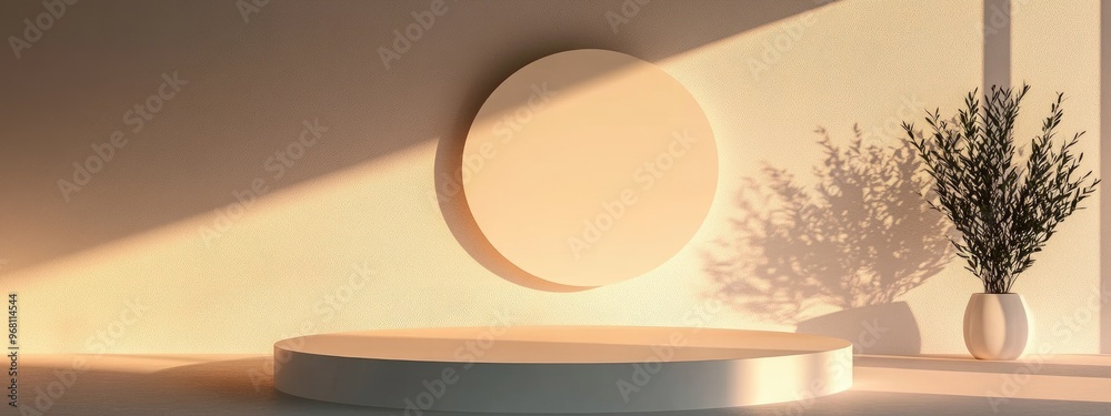 Poster minimalist 3d podium setup for showcasing products