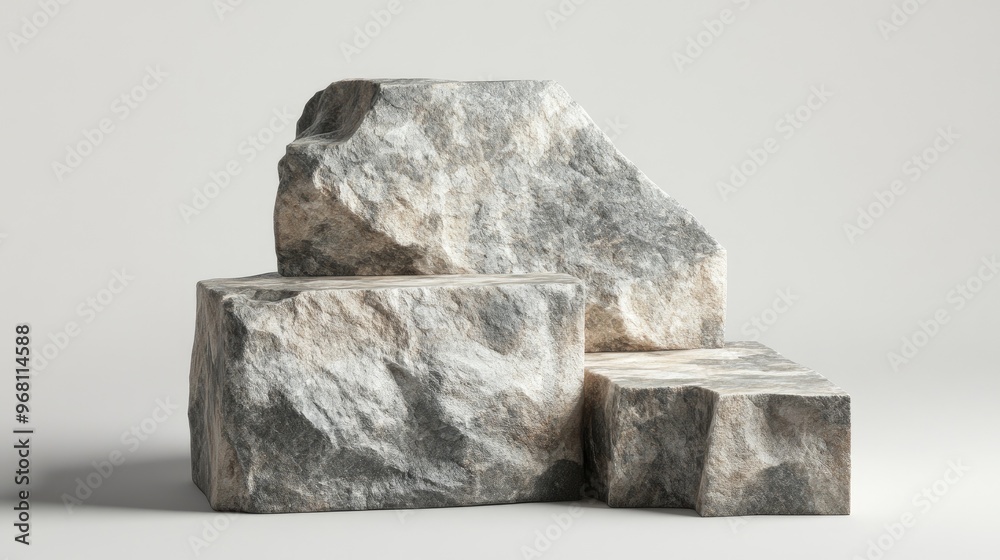 Aufkleber Stone block background for product display Isolated with included clipping path 3D illustration