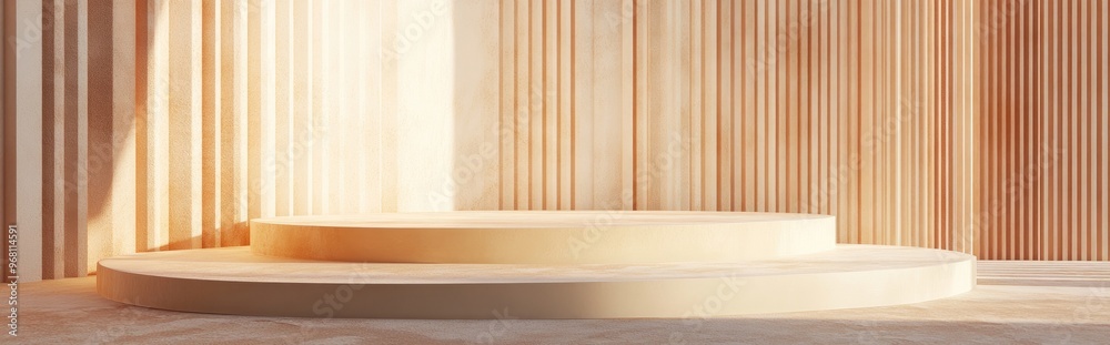 Poster abstract background featuring a podium and wall 3d illustration and rendering