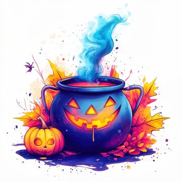 recommend clip art: Magic potion is brewing in cauldron for halloween party celebration