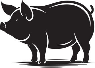 Fototapeta premium Pig silhouette art and illustration on transparent background 