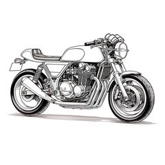 A DRAWING OF A SPORTS MOTORCYCLE