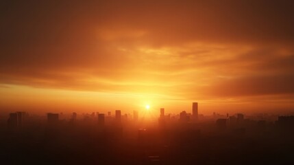 Fototapeta premium Cityscape Skyline Sunset Silhouette