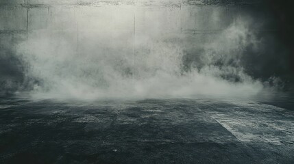 Fototapeta premium Foggy Concrete Room with White Line