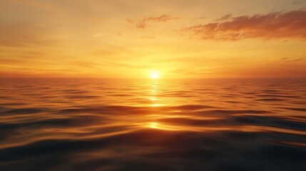 Fototapeta premium Golden Sunset Over Ocean Water Waves