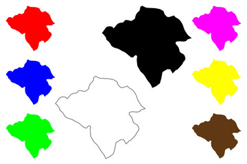 Manouba Governorate (Governorates of Tunisia, Republic of Tunisia) map vector illustration, scribble sketch La Manouba map