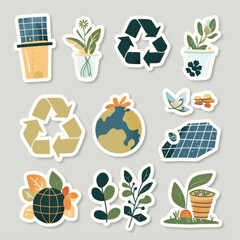 A sticker sheet with an eco-friendly theme