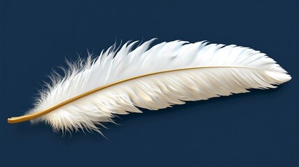Obraz premium A beautiful white feather lying against a dark blue background, symbolizing purity, lightness, and nature's elegance.