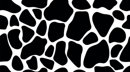 Cow black spots skin vector hand drawn seamless pattern. Animal print graphics design