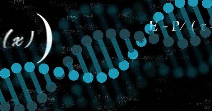 Animation of dna strand over mathematical equations - Powered by Adobe