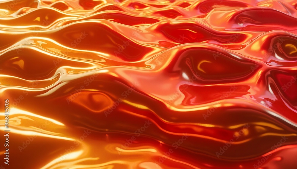 Wall mural colorful flowing molten gold liquid with ultra-smooth texture, with copy space