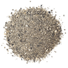 Close-up of a pile of small grey and white gravel.