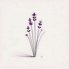 Lavender, minimal flower flat illustration, floral resource asset for graphics design, product design, mockup modeling