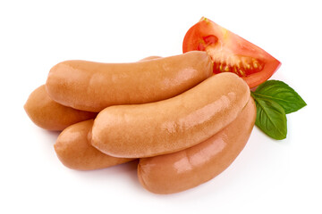 Boiled sausages, isolated on white background