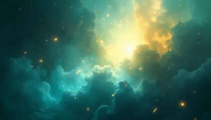 Obraz premium abstract cosmic nebula with prismatic light bursts