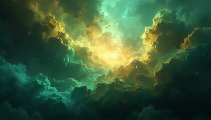 Fototapeta premium richly textured nebula with colorful prismatic bursts