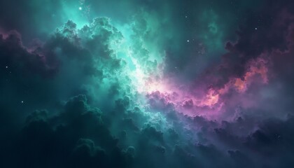 Fototapeta premium dynamic space nebula with abstract prismatic colors and textures