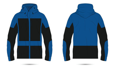 Blue and black outdoor hiking jacket mockup © Ancala