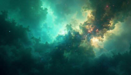 Fototapeta premium Prismatic nebula with flashes of vibrant color