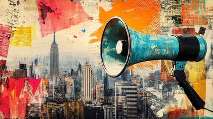 Megaphone Over New York City Skyline