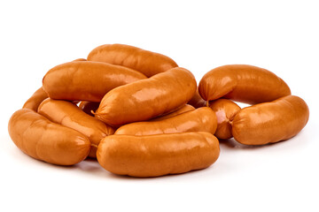 Fresh boiled sausages, isolated on white background