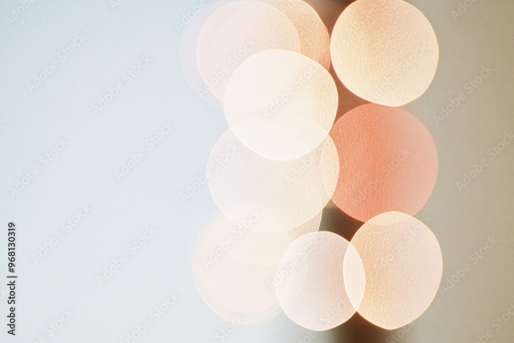 Poster Abstract Blurred Round Bokeh Lights in Warm Tones on White Background