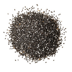 Close-up of a pile of black chia seeds.