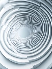 Fototapeta premium A modern and futuristic geometric design featuring a white circular tunnel, symbolizing depth, infinity, technology, progress, and a sense of exploration.