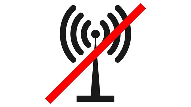 No Network Connection NO Signals Sign Symbol Cross on Network Icon 4k Motion Graphics Animation