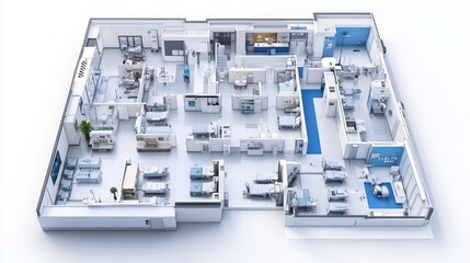 Overhead View of a Modern Hospital Floor Plan
