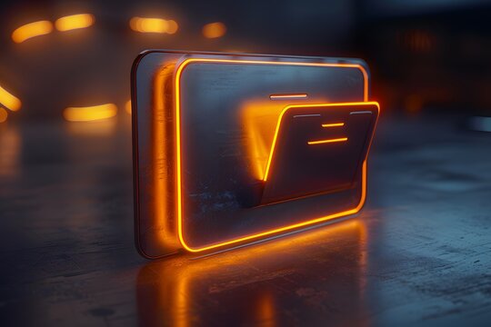 Futuristic Neon-Illuminated Folder Design on a Sleek Surface
