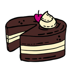Choco cake hand drawn design