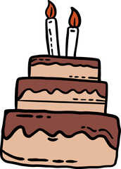choco cake hand drawn design